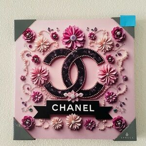 CHANEL 🌹Rose&Pearls Wall Decor Art Canvas by Spruce NWT